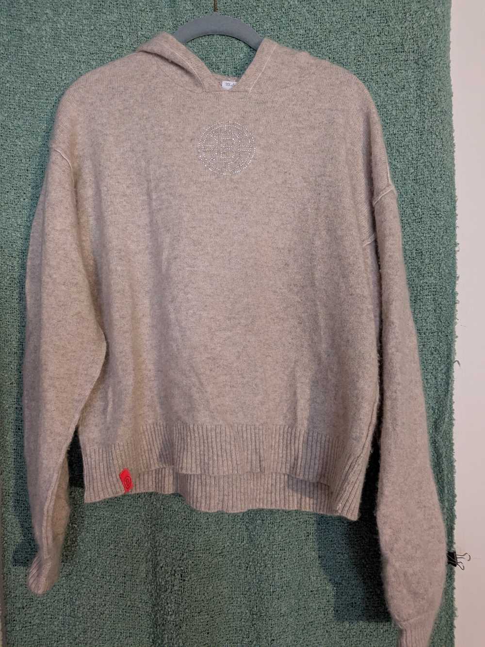 Bruins Crewneck Hoodie Sweater in Light Taupe with Embellished Logo